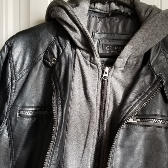 Guess Faux leather hooded moto jacket - Picture 3 of 7